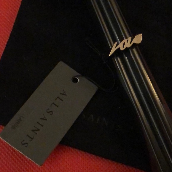 All Saints Polished Gold Tone Love Script Ring Size 8 NWT & Dust Bag - Picture 4 of 16